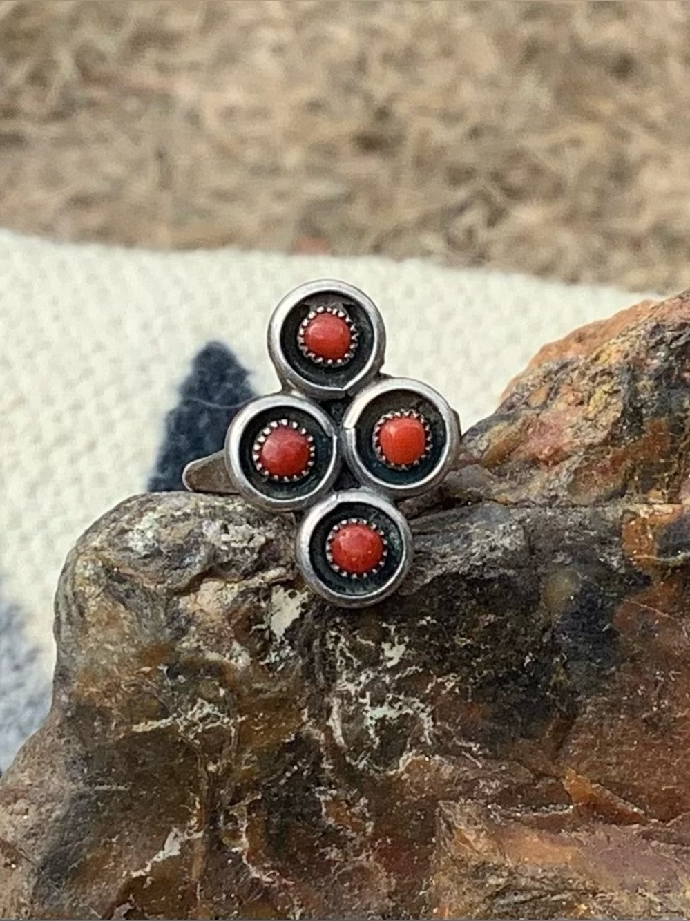 Coral Snake Eye Sterling Ring Size 5